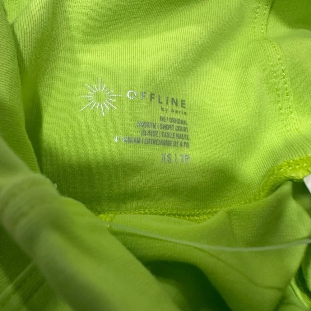 NWT Aerie Shortie Original Short Court Hi Rise Biker Shorts Neon Green XS - Picture 4 of 6